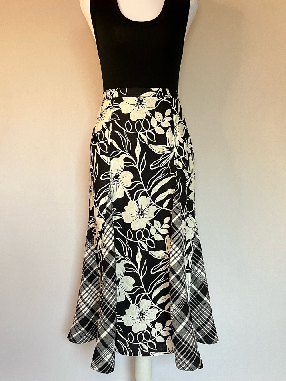 Polo Ralph Lauren Floral & Plaid 100% Linen A-Line Panel Midi Skirt Women’s Sz 6 - Picture 5 of 13
